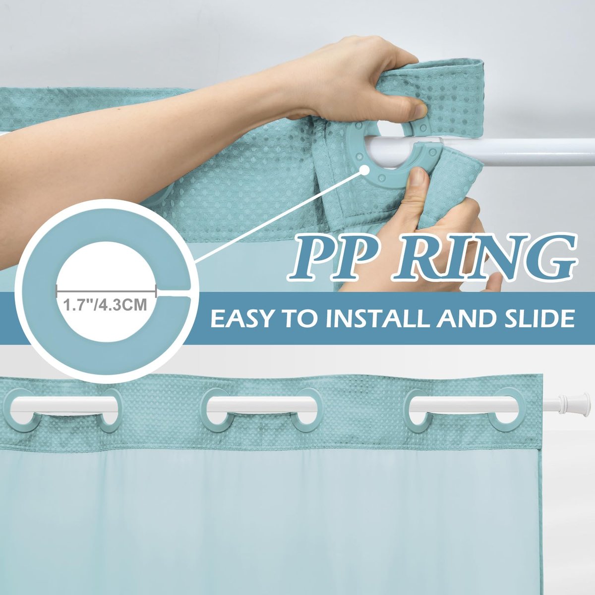 🔥🔥No Hook Shower Curtain with Snap in Liner