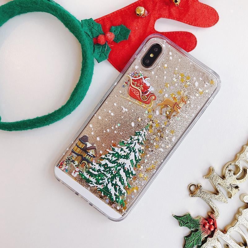 🎄Christmas theme flash powder iPhone mobile phonecase for iPhone 14/13/12/11/X/XS/7/8/SE