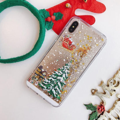 🎄Christmas theme flash powder iPhone mobile phonecase for iPhone 14/13/12/11/X/XS/7/8/SE