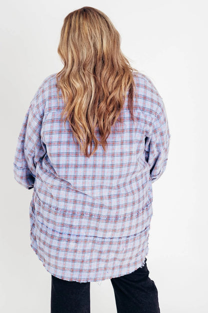 🔥Last 24 hours - 49% OFF👚Women's Seams Raw Edge Washed Over sized Shirt Jacket with Pockets