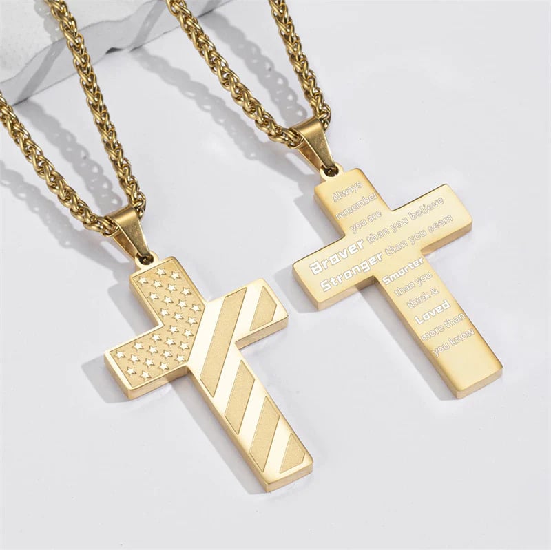 ✝️✨49%OFF- 🎁IronPride Cross American Flag Cross Necklace