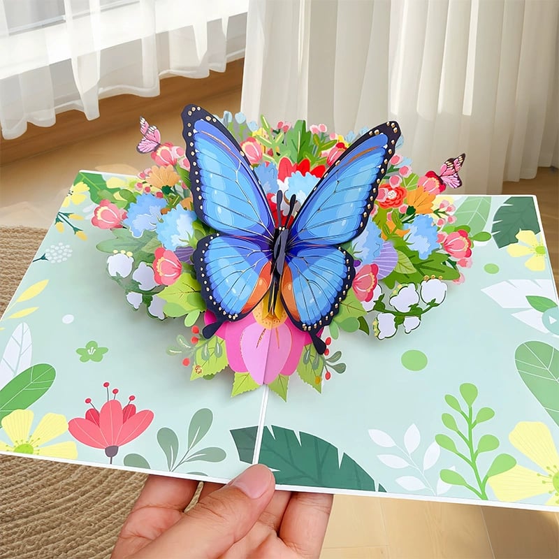 🦋 Vibrant 3D Butterfly & Daisy Pop-Up Greeting Card