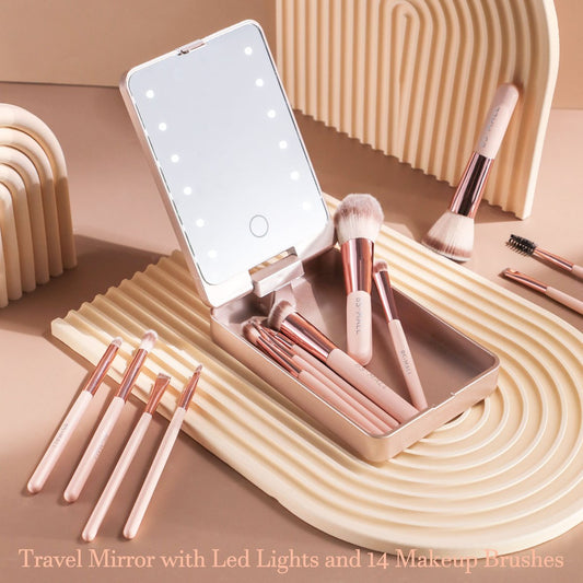 💖Travel Makeup Brush Set with LED light