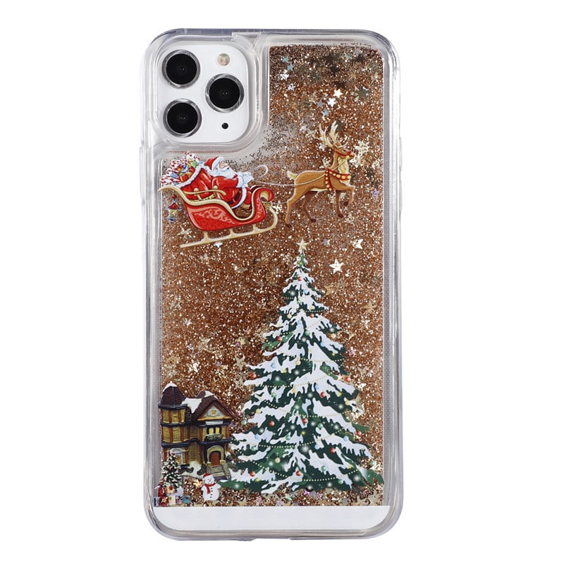 🎄Christmas theme flash powder iPhone mobile phonecase for iPhone 14/13/12/11/X/XS/7/8/SE