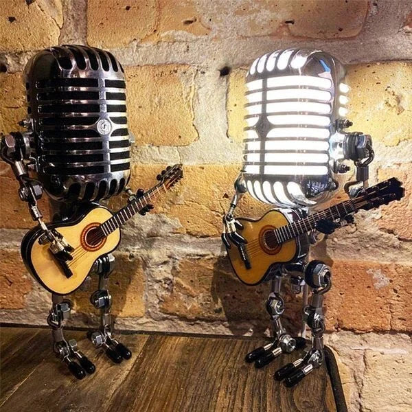 🎁Vintage Microphone Robot Desk Lamp - Get Free Guitar!!