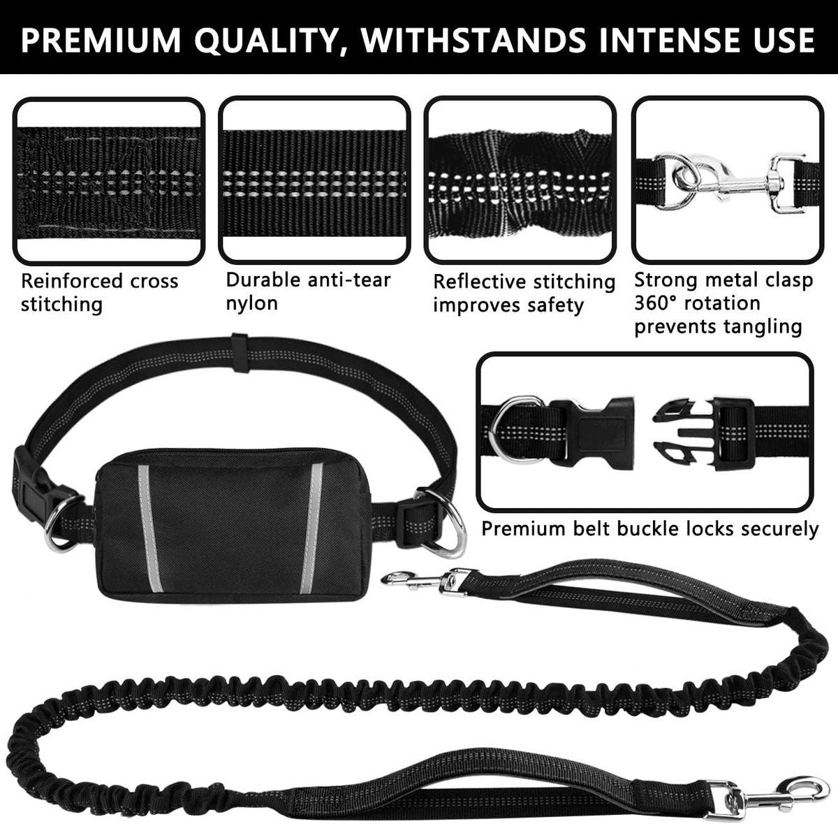 🔥Mother's Day Sale -Hands Free Dog Leash with Zipper Pouch