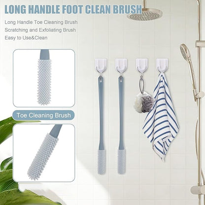🎁49%OFF🔥(2PCS/ SET) Long Handled Silicone Toe Crevice Cleaning Brush & Exfoliating Brush