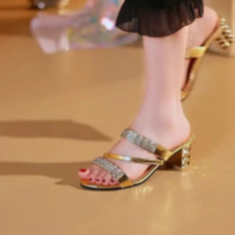 🔥New Arrival 2025🔥Women's Rhinestone-Embellished Block Heel Sandals