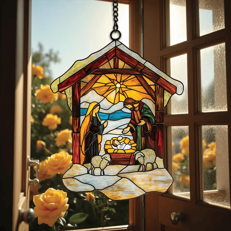 🎄2025 Christmas Home Decor-Nativity Jesus Christ Decoration Suncatcher