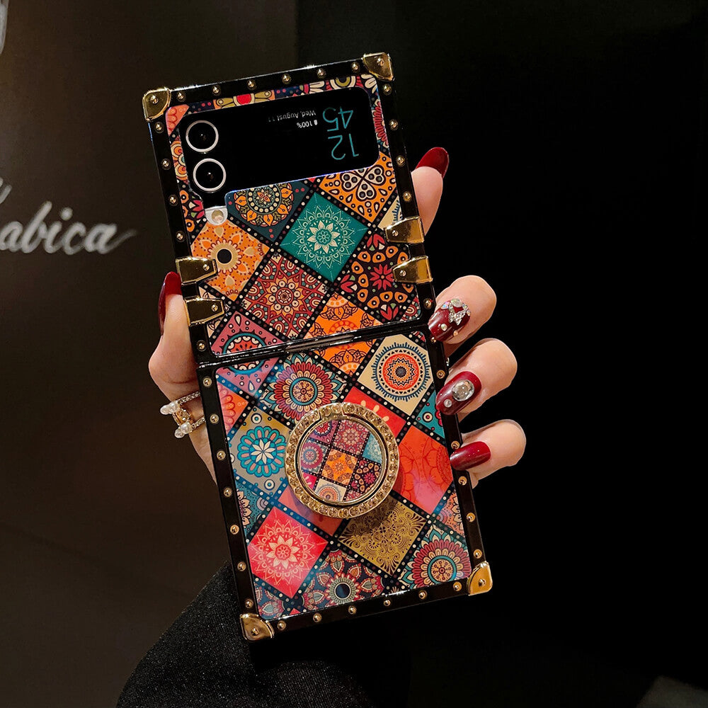 Retro Boho Style Ring Case With Lanyard for Samsung Galaxy Z Flip 3/4/5