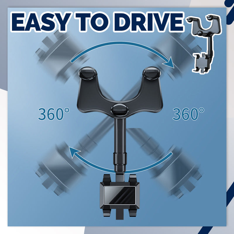 Rearview Mirror Phone Holder for Car - 360° Rotatable and Retractable
