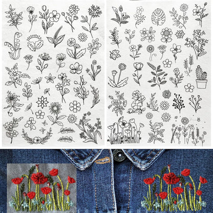 ⏰Last Day 48% OFF -🌼 Water Soluble Patterns for Embroidery