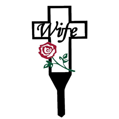 💖Cemetery Memorial Cross Stake for family member