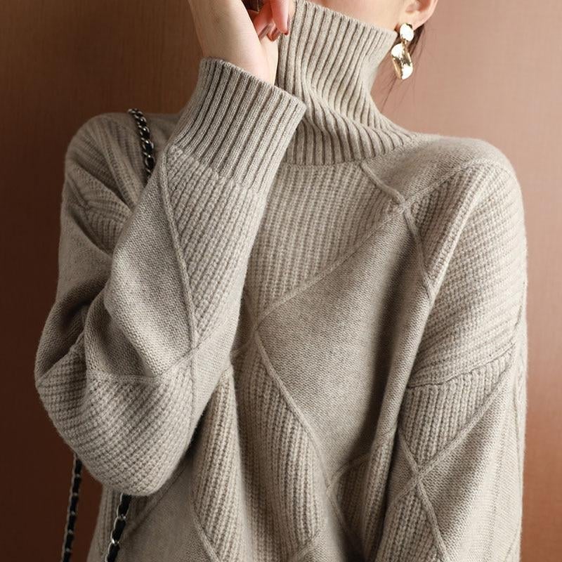 Loose Turtleneck Sweater Cardigan
