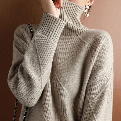 Loose Turtleneck Sweater Cardigan