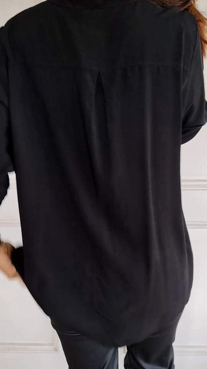 🔥2024 HOT SALE🔥Polyester V-neck Sequin Mid-sleeve Casual Top