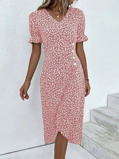 🌷49% OFF🍃Women's floral v-neck printed dress