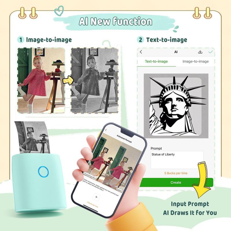 ✨Black Friday Promotion 49% OFF🔥 Mini Sticker Printer-2 Inch Bluetooth Thermal Pocket Printer