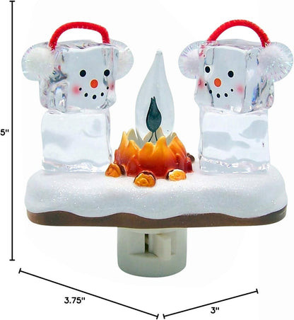 🎁Two Snowmen Campfire Flickering Nightlight.