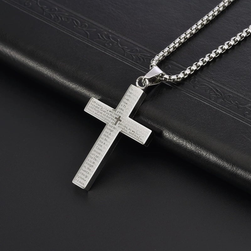 💖Last Day 49% OFF - ✝️Lord's Prayer Scibble Cross Necklace
