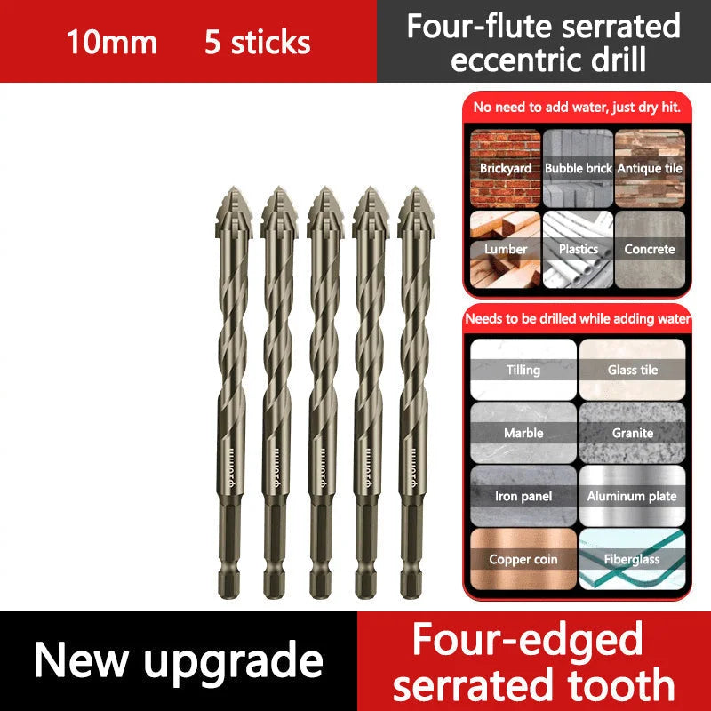 🔥2025 Hot Sale 50% OFF🔥High-Strength 4-Flute Serrated Eccentric Drill Bit Kit