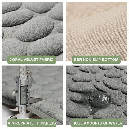 💥Hot Sale 48% OFF💥Cobblestone Embossed Bathroom Bath Mat
