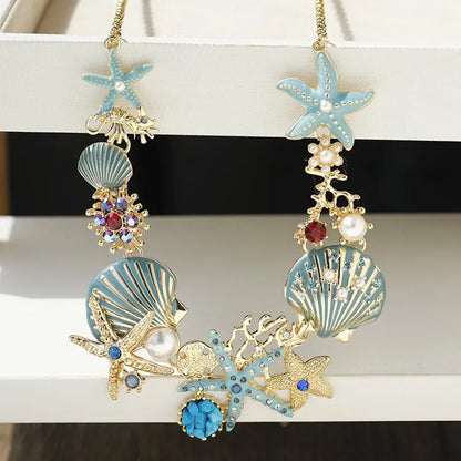 Shell Starfish Pearl Necklace