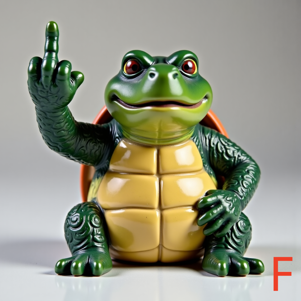 Middle Finger Sea Turtle Sculpture