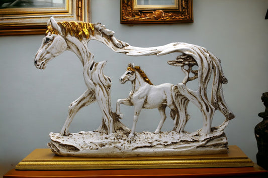 🐴Galloping Horse Statue With Pony Figurine