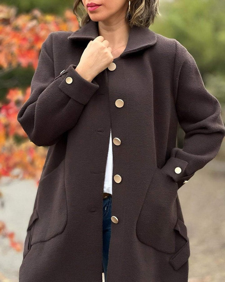 Women's Solid Color Casual Side Bow Coat