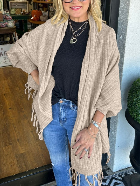 Loose Tassel Cardigan Wrap