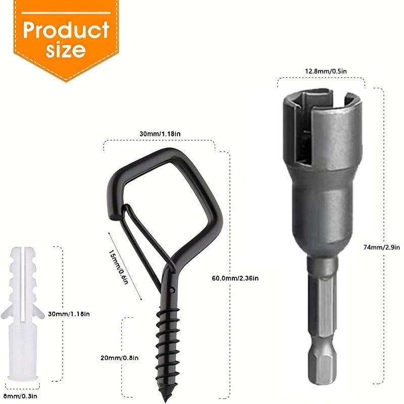 🌲Christmas Sale 49% OFF🌲 -10pcs Square Snap Hanging Hooks - Anti-Drop Bonsai Hooks with Safety Buckles for Christmas Rope String Lights