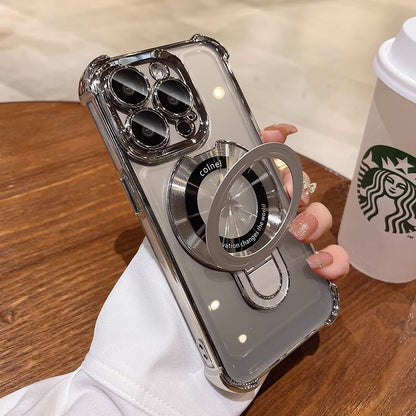 🔥New In Phone Case for iPhone 16 Series - Four Corners Air Cushion Anti-fall Case for iPhone with Invisible Ring Stand