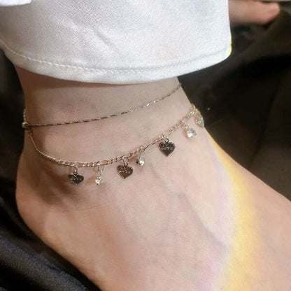 💖Summer Hot Sale🌹Double Layer Heart Anklet