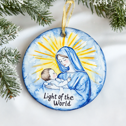 Nativity Christmas Ornament in Blue