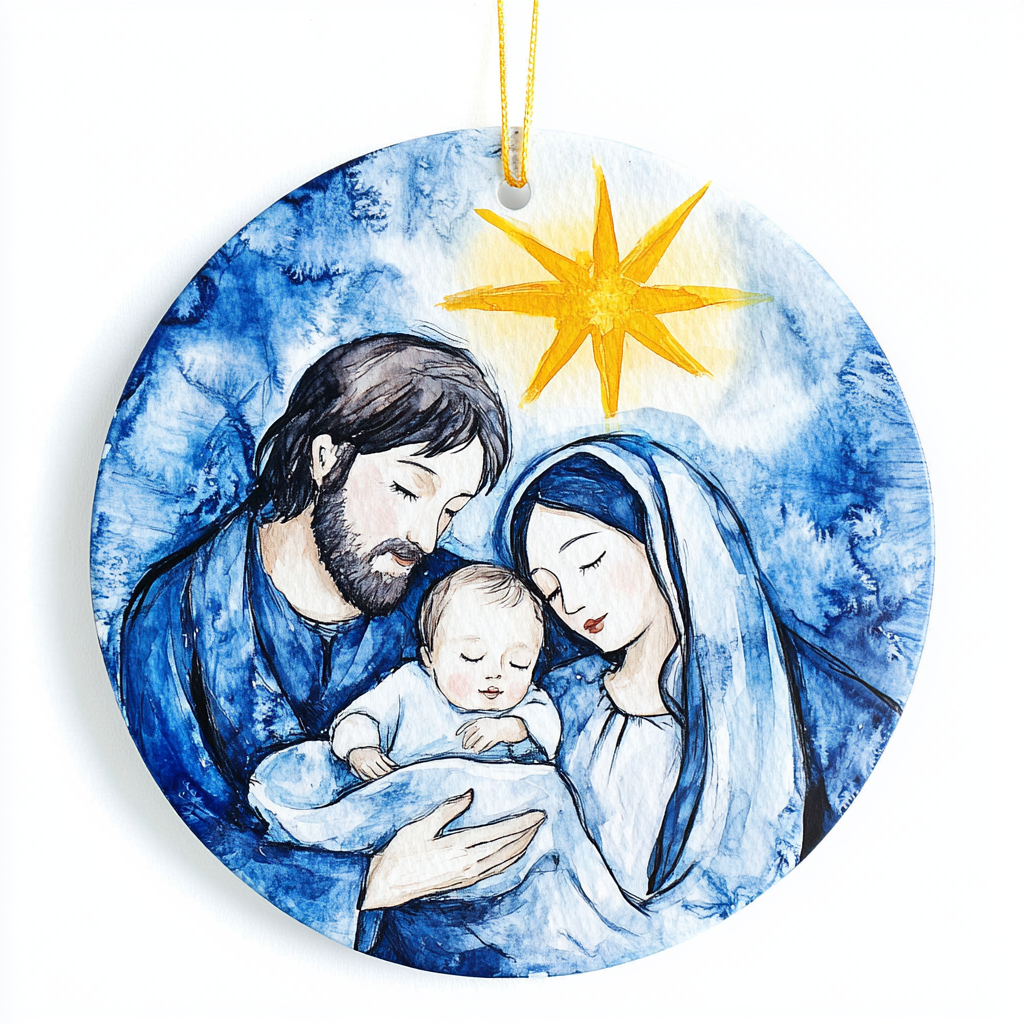 Nativity Christmas Ornament in Blue
