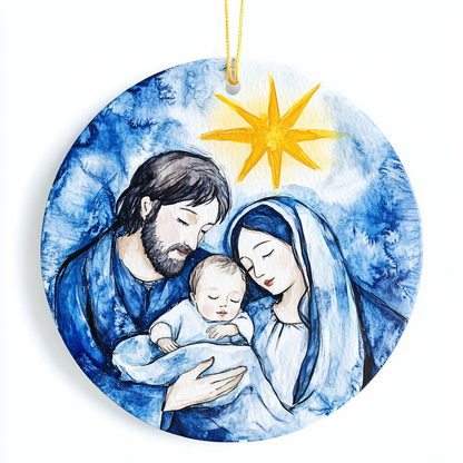 Nativity Christmas Ornament in Blue