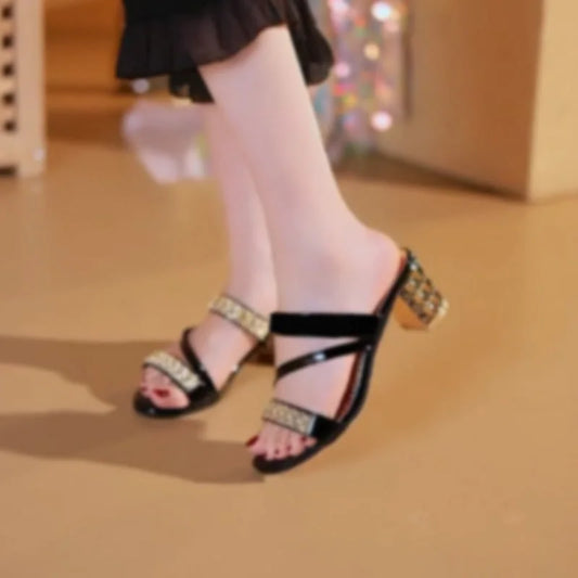 🔥New Arrival 2025🔥Women's Rhinestone-Embellished Block Heel Sandals