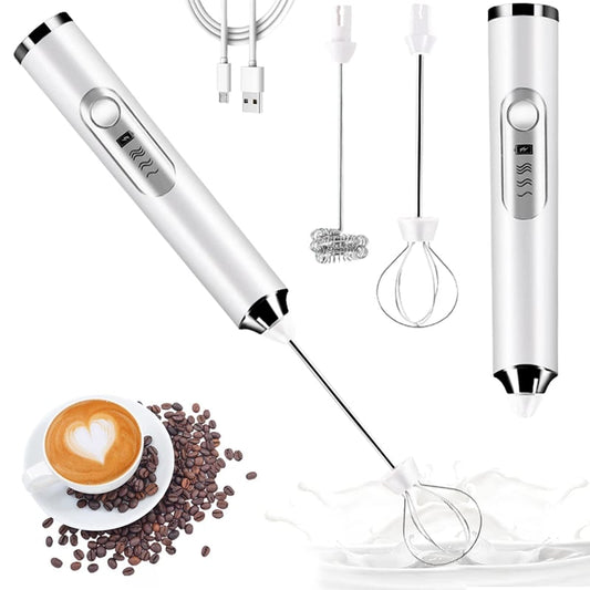 3-Speed Rechargeable Milk Frother Handheld Foam Maker