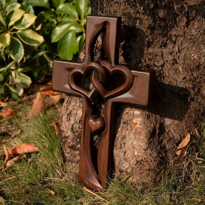 🔥Last Day Sale 49% OFF-❤️Intertwined Hearts Wooden Cross (Limited Handmade 100pcs)