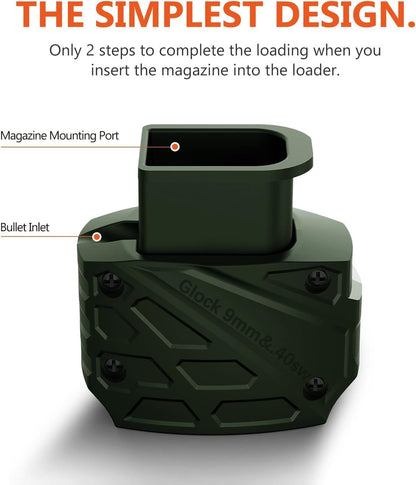 Magazine Speed Loader for Glock 9mm/.40.Fits Glock 17,18,19,22,23,24,26,27,34,35,45 and 47