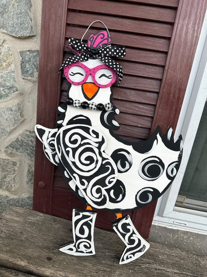🐔Beautiful Chicken Lady Wooden Door Hanging🎀