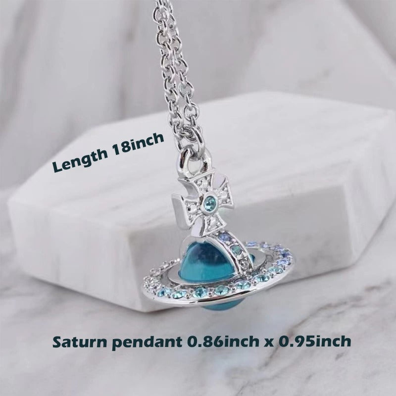 Saturn 3D Crystal Necklace – Stunning & Adjustable Pendant