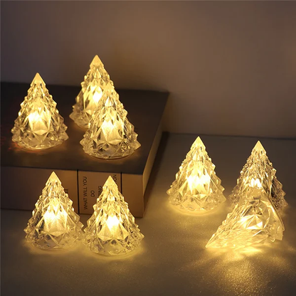 🔥 Night Light Crystal Mini Christmas Tree Light Flameless LED