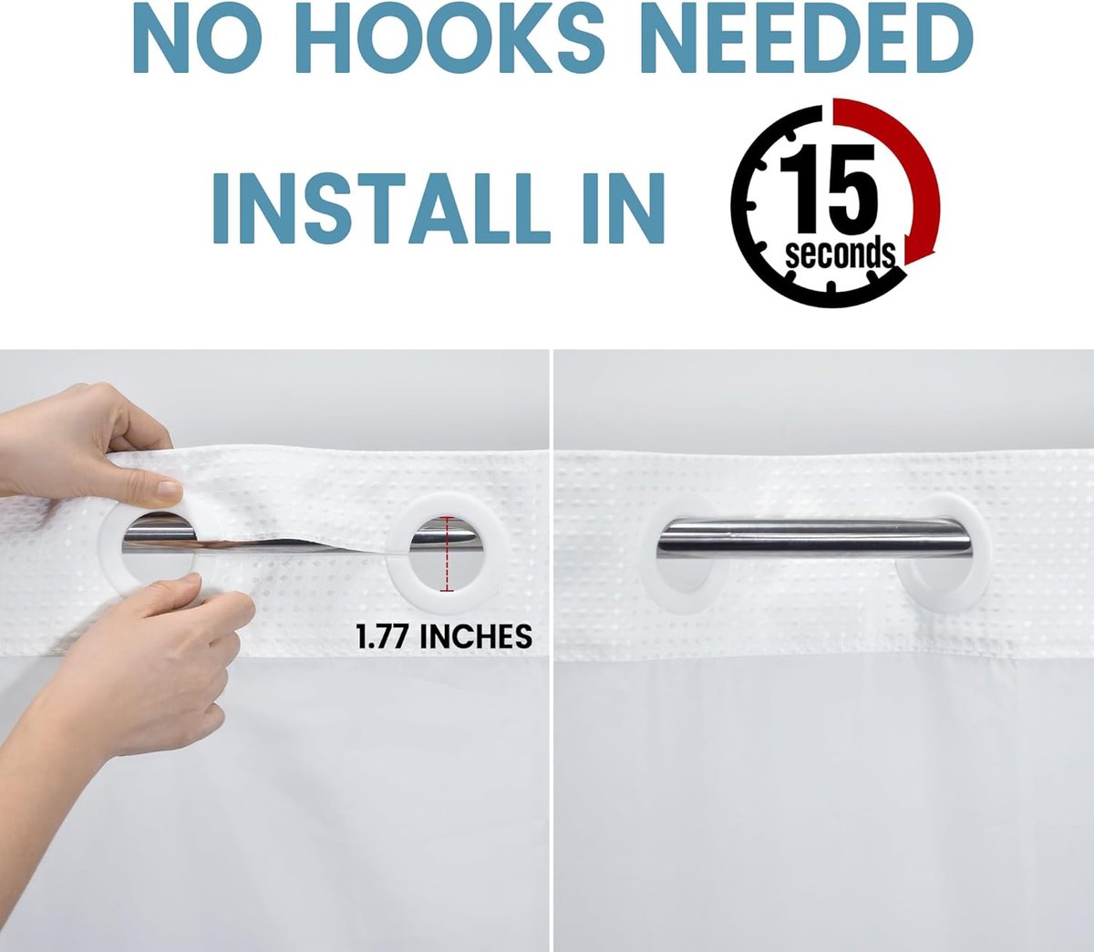 🔥🔥No Hook Shower Curtain with Snap in Liner
