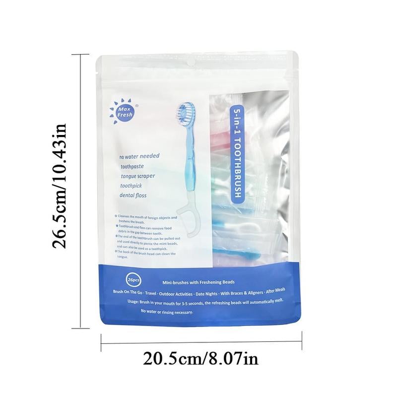 🔥2025 Hot Sale🎁Mini Toothbrush 5 in 1 Tool (Toothpaste + Floss + Pick + Tongue Scraper) Portable Travel Set