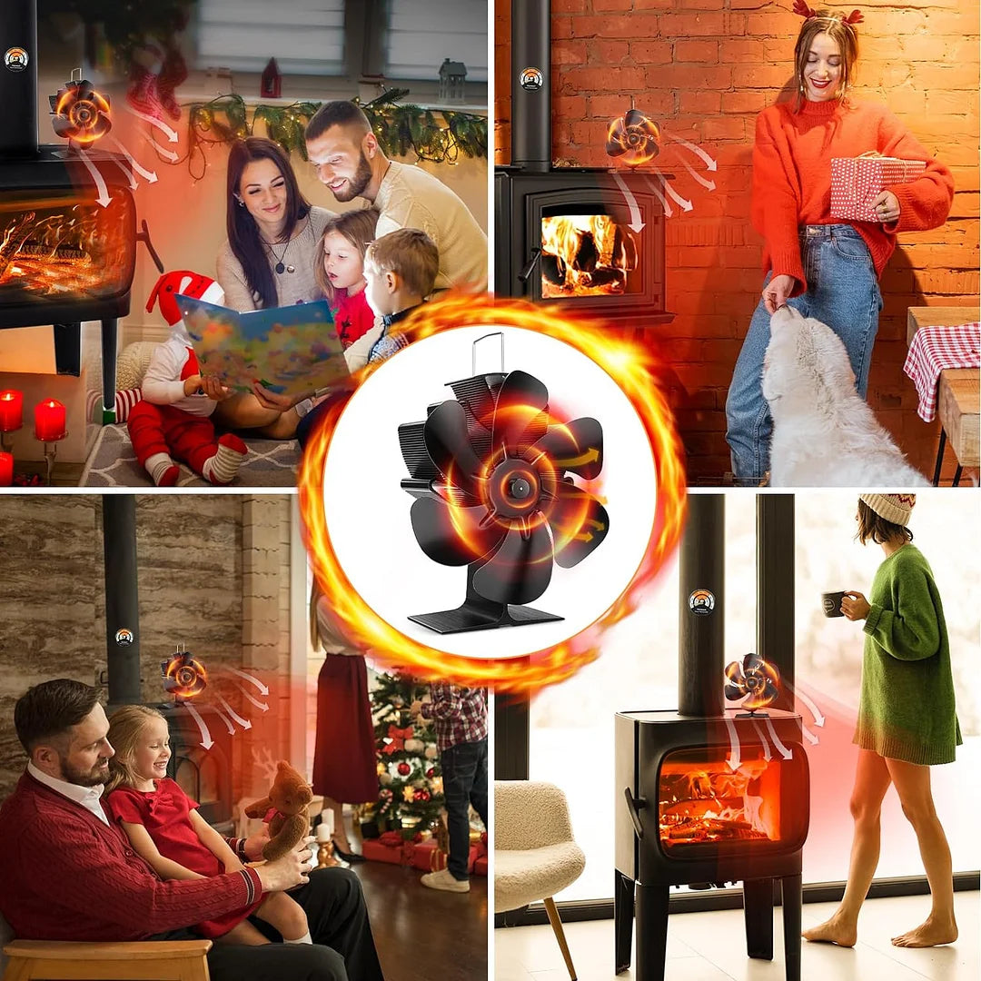 6 Blade Thermal Powered Wood Stove Fan