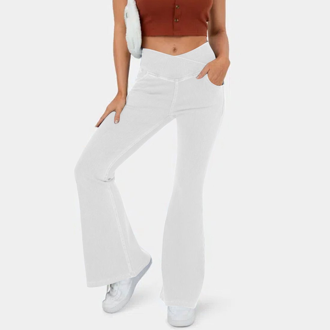 🔥HOT SALE-49% OFF🔥Stretchy Denim High Waisted Crossover Flare Pants👖