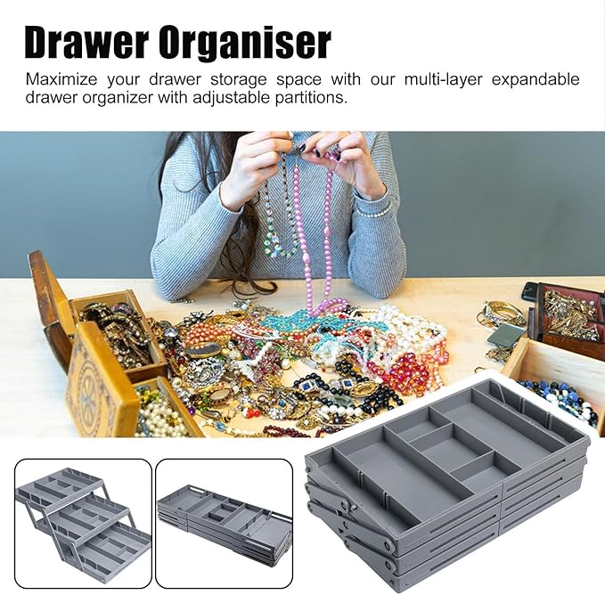 🔥LAST DAY 49% OFF-🧰Multi-Level Smart Drawer Organizer