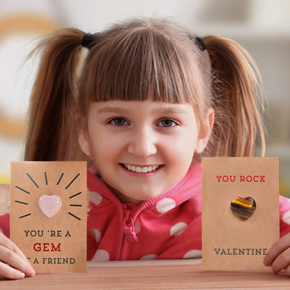 24 Pack Valentines Cards with Heart-Shape Stones